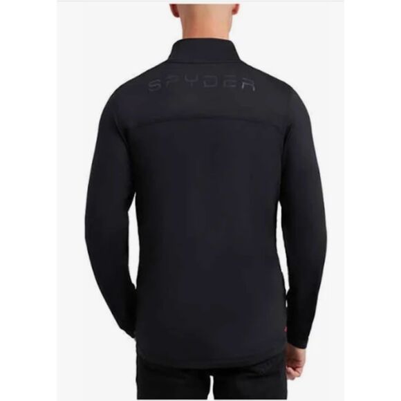 SPYDER Active ProWeb Black Fleece Lined 1/4 Zip Stretch Pullover Mens Large - Picture 2 of 9